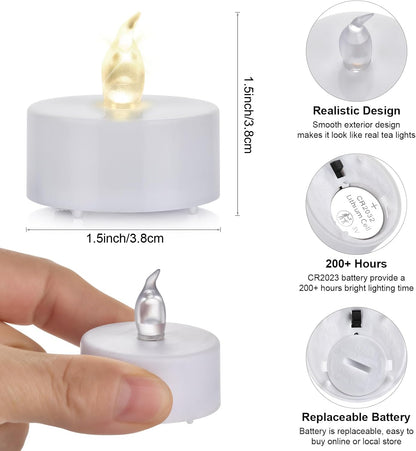 Hanzim Battery Tea Lights, 50 Pack LED Tea Light Candles 100 Hours Realistic Flickering Bulb Battery Operated Tea Lights for Seasonal Festival Celebration Electric Fake Candle in Warm Yellow