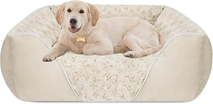 INVENHO Large Dog Bed Rectangle Washable Orthopedic Soft Calming Sleeping Durable Pet Cuddler with Anti-Slip Bottom