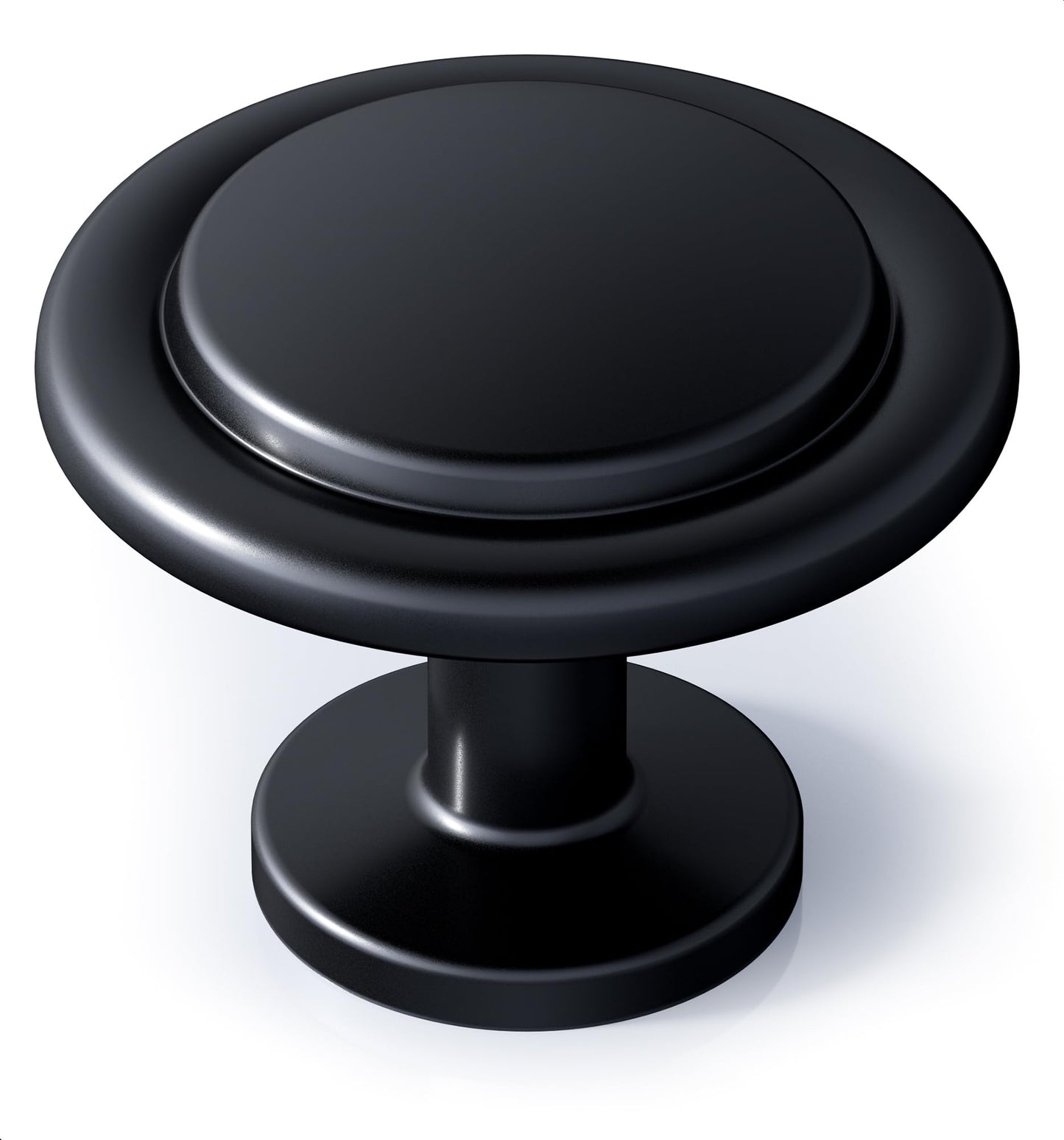 Veise 30 Pack 1-1/4 Inch Matte Black Solid Zinc Alloy Euro Style Cabinet Knobs, Single Hole Round Drawer Pulls for Kitchen Dresser Bathroom Vanity and Various Furniture