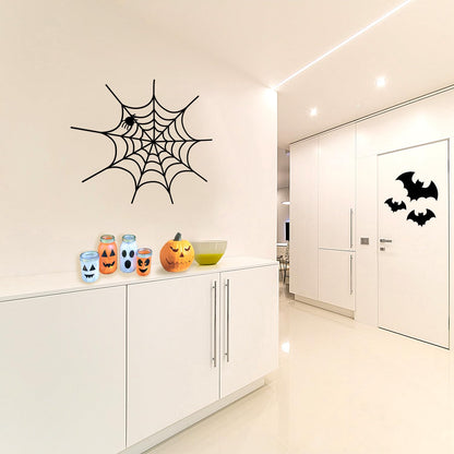 Vinyl Wall Art Decal - Spiderweb - 20" x 22.5" - Fun Halloween Web Seasonal Decoration Sticker - Teens Adults Indoor Outdoor Wall Door Window Living Room Office Decor (20" x 22.5"; Black)