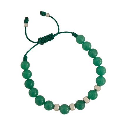 Sabeli Handmade Bracelets Real Natural Stones Healing Protection Focus 8mm Bead Adjustable Macrame Women Men Gemstone Gift (Jade)