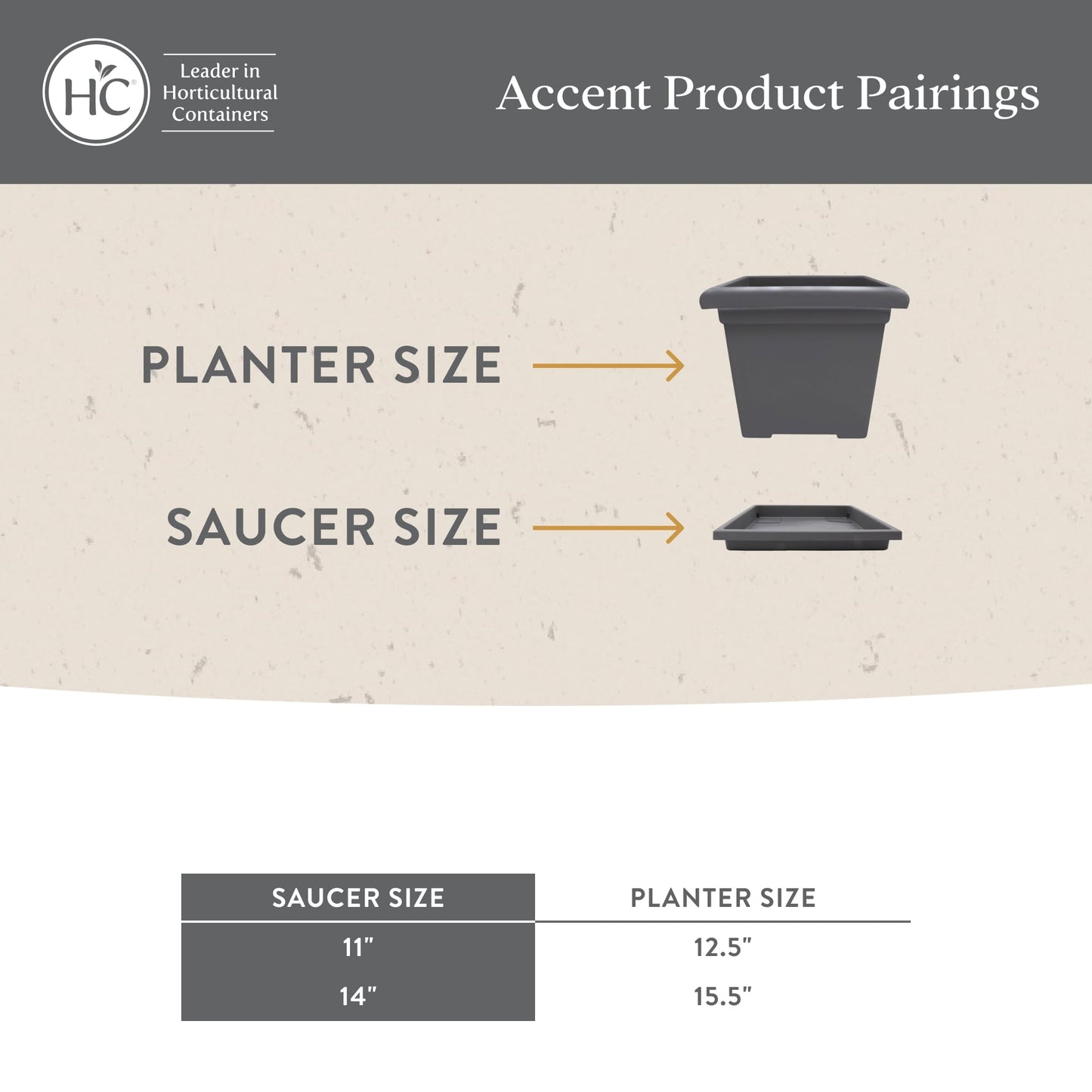 The HC Companies 11 Inch Accent Square Plant Saucer, Lightweight UV-Resistant Plastic Outdoor & Indoor Flower Pot Tray, 2-Pack Plant Pot Trays for Garden & Home Decor, Warm Gray