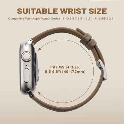 Buludona Slim Soft Women Leather Band Compatible with Apple Watch 38mm 40mm 41mm 42mm 44mm 45mm 46mm 49mm,Top Grain Thin Straps Genuine Wristband for iWatch Serise 11 10 9 8 7 6 5 4 3 2 1 Ultra SE