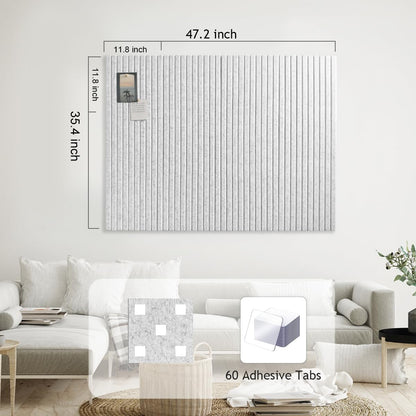 Large Cork Board for Office Decor, 48"x 36" - 1/2” Thick Felt Bulletin Board, 12 Pack Felt Board with Safe Removable Adhesive Tabs, Pin Board Cork Boards for Walls - Gray Marble