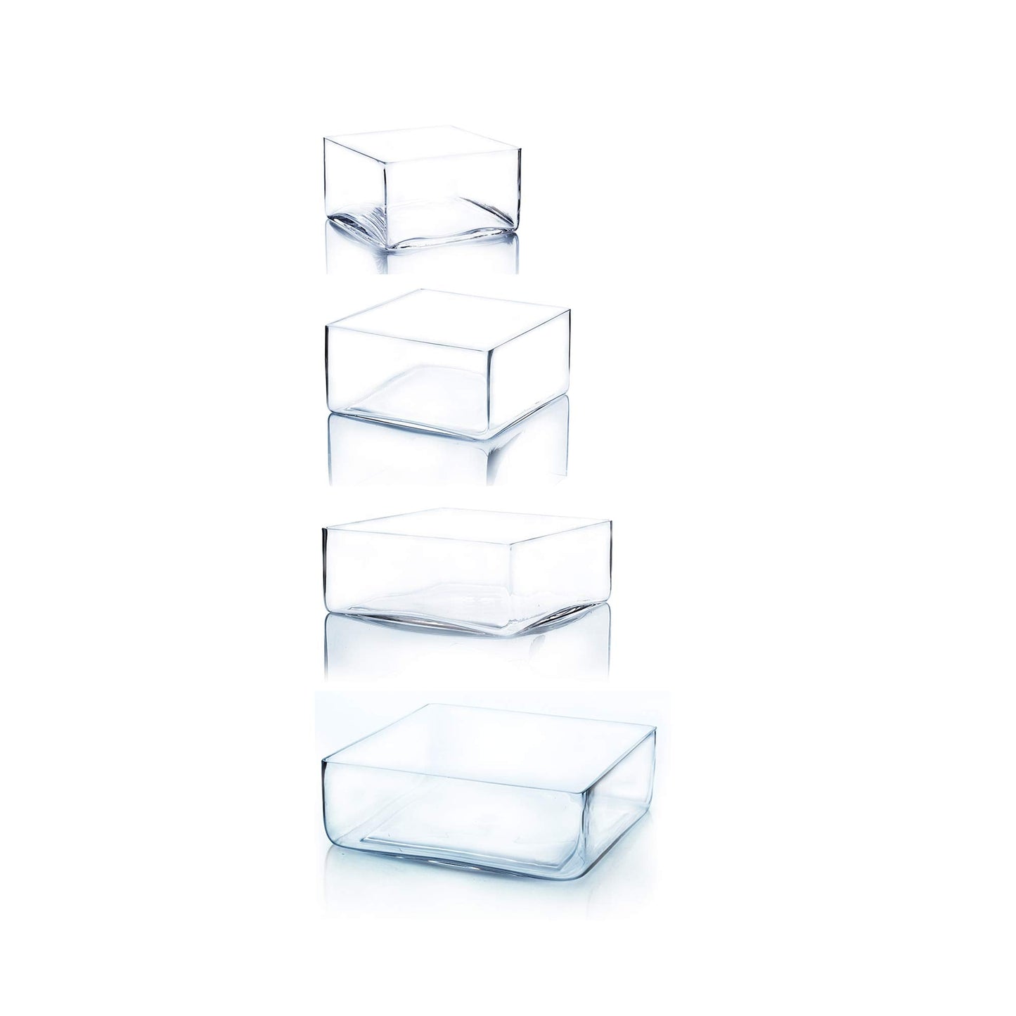 WGV Square Block Glass Vase, Length 6", Height 4", Clear Planter Terrarium, Floral Container for Wedding Party Event, Home Office Decor, 1 Piece
