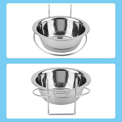 Hypeety Stainless Steel Food Water Cup with Bolt Hooks for Pet Bird Crates Cages Coop Dog Cat Parrot Bird Rabbit Pet (Medium,13cm)