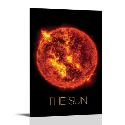 Solar System Planets Canvas Wall Art - The Sun star Space Poster for Kids Room Bedroom Classroom, STEM Educational Astronomy Decor, Science Gift for Boys Girls, 16x24 Inch Framed