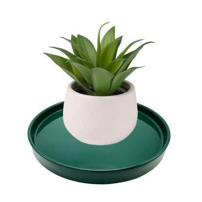 2 Pack Ceramic Plant Saucer Pot Tray 6 Inch, Planter Saucers 4 5 6 7 8 9 10 11 12 13 Inch for Indoors Outdoor, Durable Sturdy Flower Drainage drip Water Tray for Glazed Pots Base (6.4 Inch-Green)