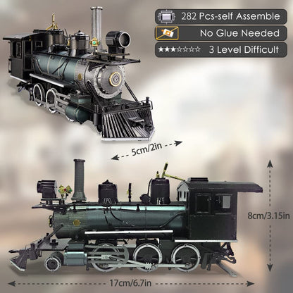 Piececool 3D Puzzle for Adults, Mogul Steam Engine Steamer 3D Metal Model Building Kits Challenging Assembly Hobbies DIY Crafts Kits, Best Birthday Christams Gifts