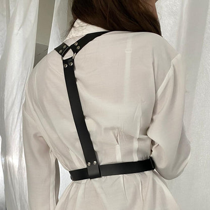 Punk Waist Belt Women Leather Body Chain Top Adjustable Straps Harness Gothic Corset Accessories for Dresses Party