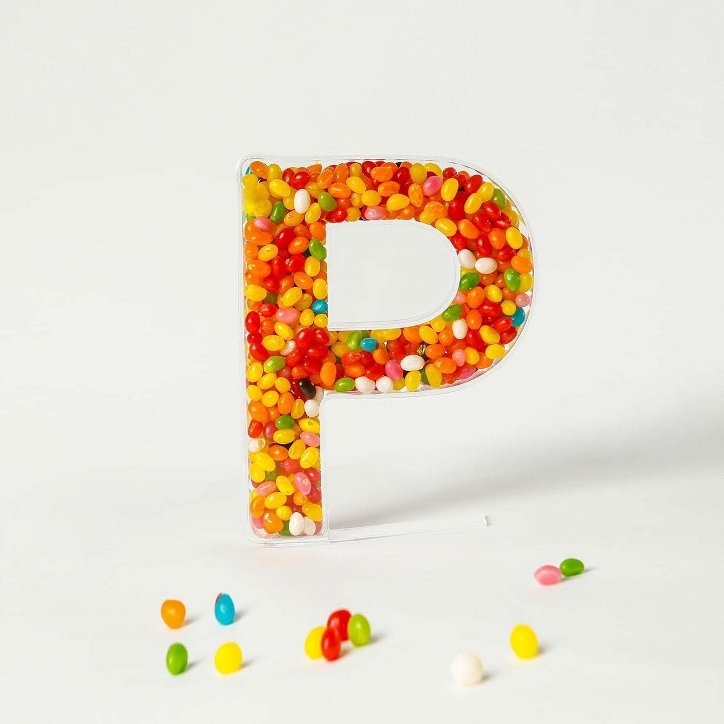 OAEUQ 10-Inch Magnetic Alphabet Candy Jar Refillable Fillable Letters For Candy Tray Reusable Lidded Candy Jar Candy Buffet Container Set (P, 1)