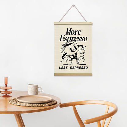 mermermu Retro Coffee Poster Hanger Frame, More Espresso Less Despresso Posters Canvas Wall Art for Cafe Office Kitchen Living Room Decor, 12x16 Inches -036