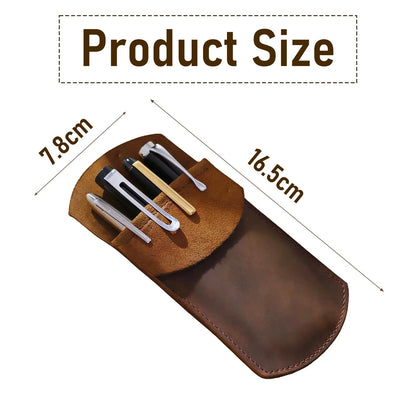 Yeedonzo Leather Pen Case Holder, Handmade Crazy Horse Pen Protector for Fountain Pens, Pen Holder, Pencil Case, Pen Pouch Genuine Leather (Brown, 4 Pen)