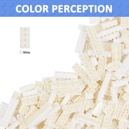 Cabeeskii 560 Pieces White Classic Building Blocks Bulk with 2 Base Plates, Building Bricks in 7 Size, Compatible with All Major Bricks, for Kids & MOC Lovers