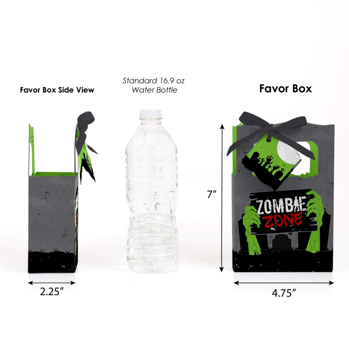 Big Dot of Happiness Zombie Zone - Zombie Decorations - DIY Halloween Party Decorations - Treat Box Party Favors - Halloween Goodie Boxes - Zombie Favor Boxes- Fall Party Favor Box - Set of 12