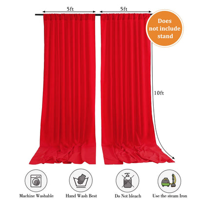 10 x 10 Feet Red Backdrop Curtain for Partie, Background Curtains for Photoshoot, Birthday, Wedding, Halloween, Thanksgiving, Christmas, New Year Party Decorations 5Ft x 10Ft, 2 Panels