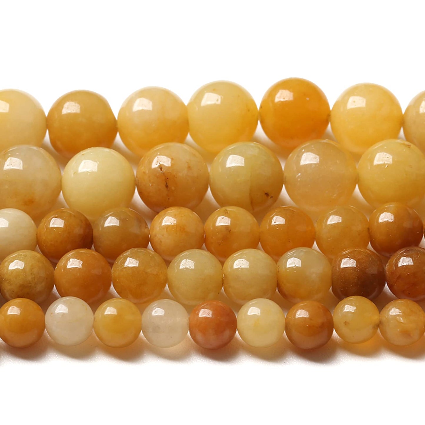 8MM 45PCS Natural Stone Yellow Jade Loose Beads for Jewelry Making DIY Bracelet 1 Strand
