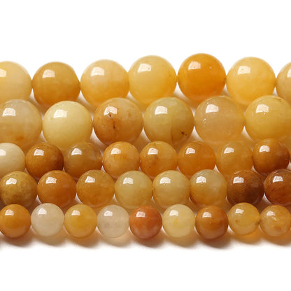 6MM 60PCS Natural Stone Yellow Jade Loose Beads for Jewelry Making DIY Bracelet 1 Strand