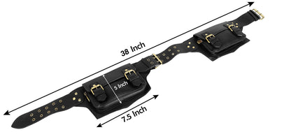 Mens Boys Vintage Leather Messenger Belt Sling Leather Utility Pouch Fanny Pack Messenger Waist Belt Gift for Men & Women (Black)
