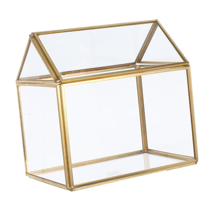Handmade Glass Planter Terrarium Unique House Shaped Indoor Tabletop Greenhouse for Air Plant Display Geometric Succulent Decor Box for Home and Office Centerpiece