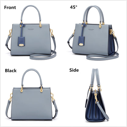 Cnoles Cowhide Leather Tote Handbags Medium Shoulder Bags Ladies Handle Satchel Purse Tote Bag Purse for Women Grey