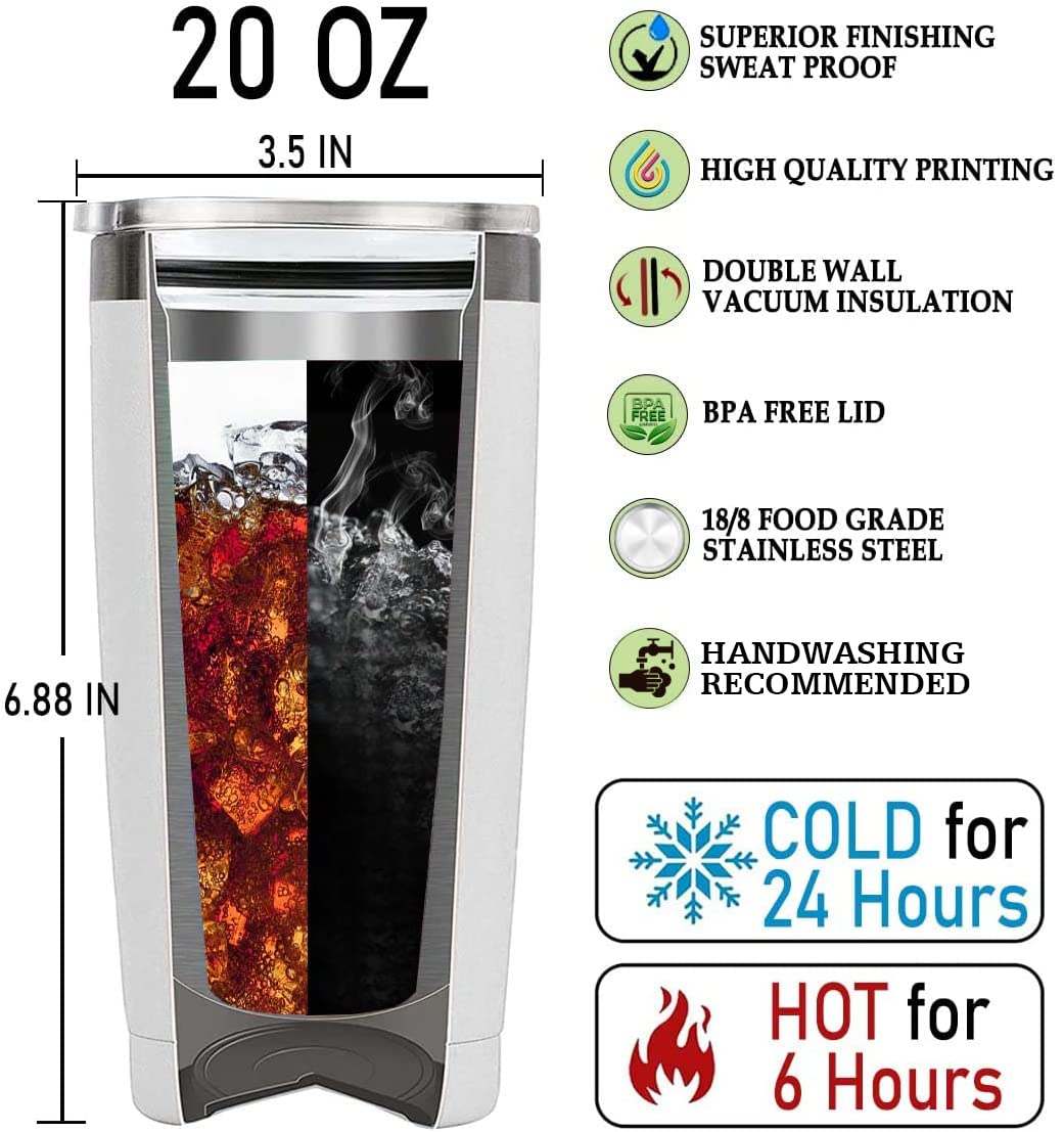 WONWIX Skull Tumbler, Birthday Gifts For Men Who Love Skulls Coffee Mug Cup Christmas Valentine Gift Water Bottle Black Tumblers 20oz Stainless Steel Travel Cups With Lid
