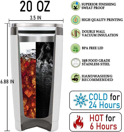 WONWIX Skull Tumbler, Birthday Gifts For Men Who Love Skulls Coffee Mug Cup Christmas Valentine Gift Water Bottle Black Tumblers 20oz Stainless Steel Travel Cups With Lid