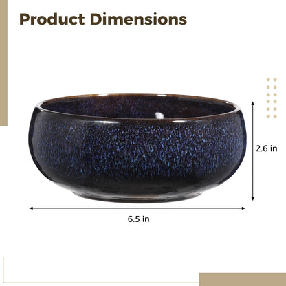 NIMBLOOM Ceramic Lotus Bowl Planter, Shallow Glazed Bonsai Pot for Water Plants, Blue Wide Dish Vase for Lotus Seeds Water Lily, Succulents and Hydroponic Arrangements, Tabletop Decor