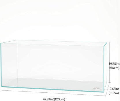 Landen 120P 72.2 Gallon Rimless Low Iron Aquarium Fish Tank, W47.2 × D19.7 × H19.7 (120x50x50cm) 12mm Thickness with Black Nano Foam Leveling mat Included