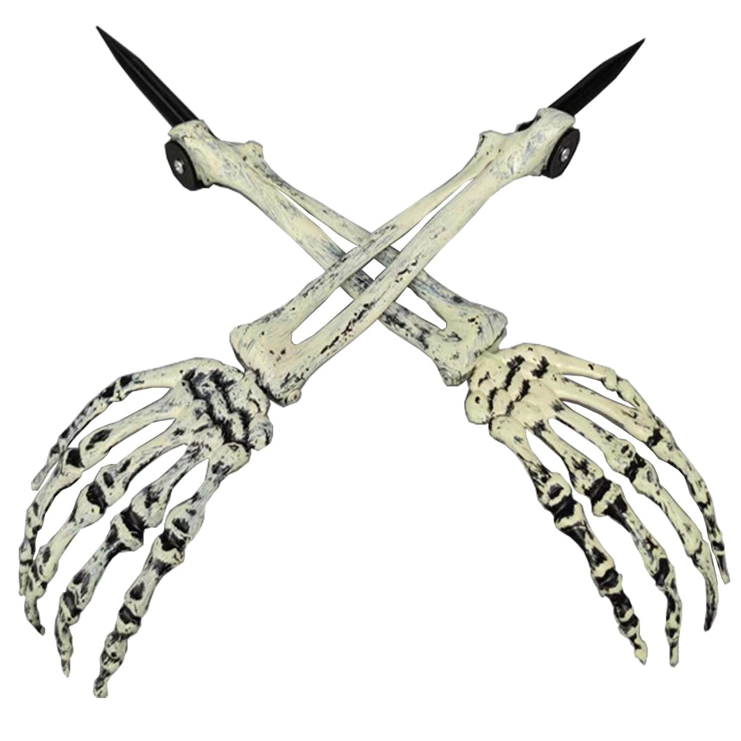 AOFOX Halloween Realistic Skeleton Stakes Zombie Ghost Arm Stake Severed Plastic Skeleton Hands Yard Signs for Lawn Stakes Garden Halloween Props Decoration(4 Pcs White&Black)