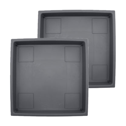 The HC Companies 11 Inch Accent Square Plant Saucer, Lightweight UV-Resistant Plastic Outdoor & Indoor Flower Pot Tray, 2-Pack Plant Pot Trays for Garden & Home Decor, Warm Gray