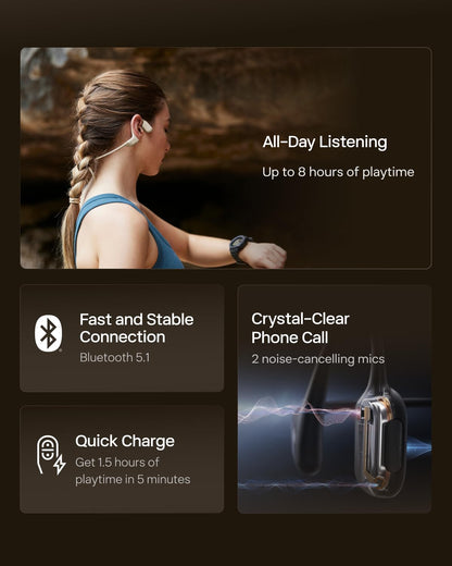SHOKZ OpenRun Pro-Bone Conduction Headphones, Open-Ear Bluetooth Wireless Sport Headphones for Running and Workout, Sweat Resistant, Long Battery Life, Premium Deep Bass, Mic，with Hair Band, Beige