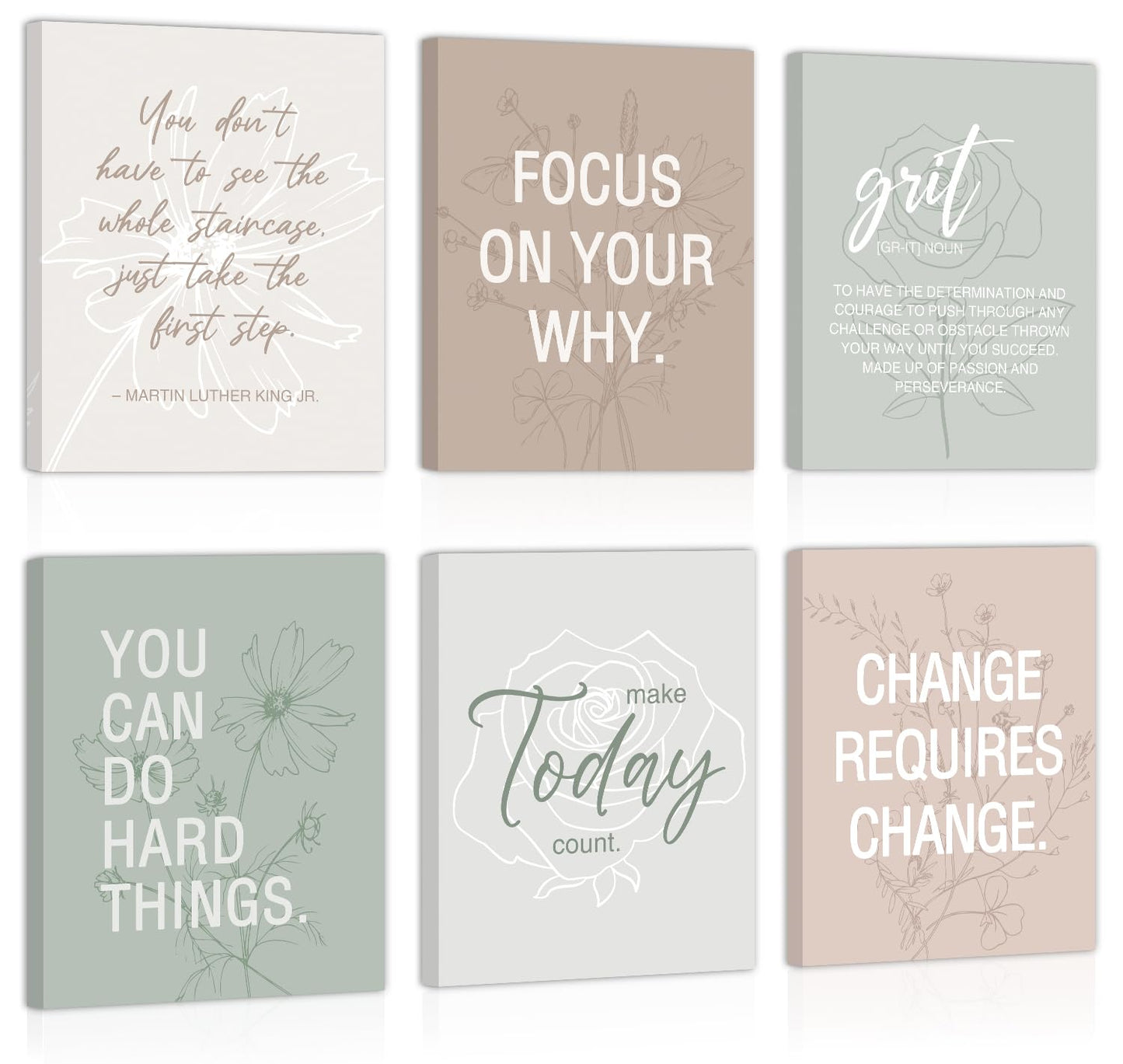 CHDITB Motivational Quotes Frame Canvas Wall Art, Inspirational Wall Decor, Set Of 6 Positive Affirmation Posters For Women, Uplifting Artwork Encourage Art Prints For Home Office Living Room-8”x10”