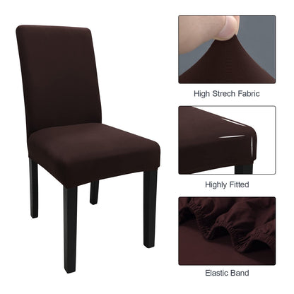 Keyroal Dining Room Chair Covers Set of 4, Stretch Solid Color Parsons Chair Slipcovers Spandex Removable Washable Kitchen Chair Protector Cover for Dining Room, Hotel, Ceremony(Coffee)