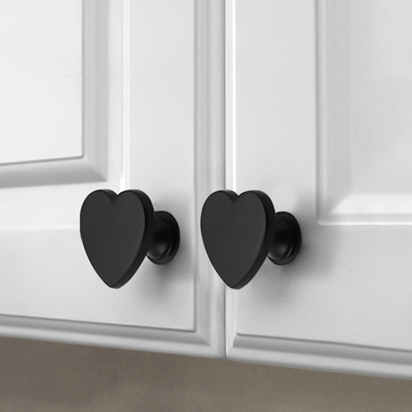 Rddconkit 6 Pcs Heart-Shaped Black Cabinet Knobs,Drawer Pulls and Knobs Kitchen Cabinet Hardware for Wardrobe, Drawer, Dresser, Wine Cabinet