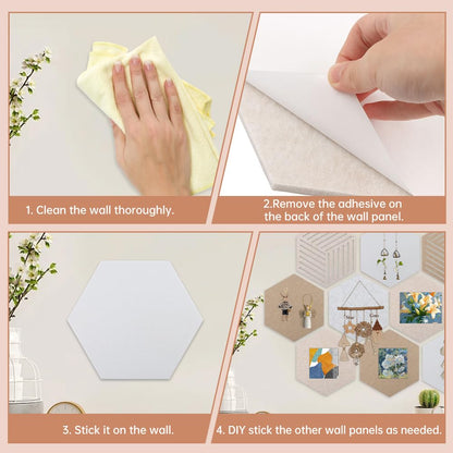10Pack Hexagon Cork Boards for Walls Decor,Felt Board Tiles with 100 Push Pins,Felt Bulletin Board Tiles for Office & Home for Notes Photos and DIY Classroom Decor