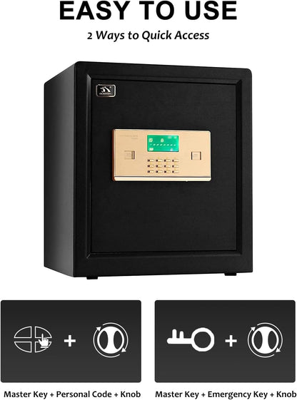 TIGERKING Safe Box,1.5 Cubic Feet Big Home Safes with Digital Lock for Home and Office