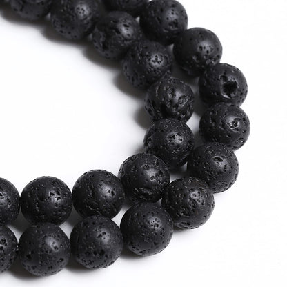 6mm 60pcs Natural Stone Black Volcanic Lava Chakra Spacer Loose Beads for Jewelry Making DIY Bracelet