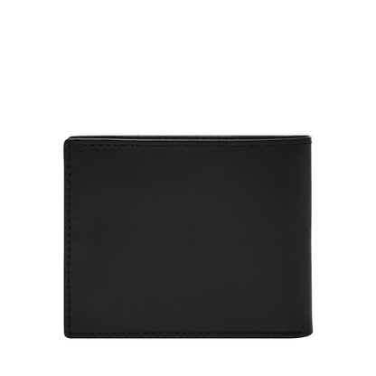 Fossil Men's Wallet, Derrick Leather RFID-Blocking Wallet, Bifold with Flip ID, Black
