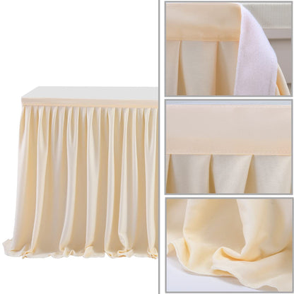 Ivory Table Skirt for Rectangle Tables - 9ft Polyester Pleated Skirt for Wedding, Birthday, Baby Shower & Banquet Decoration