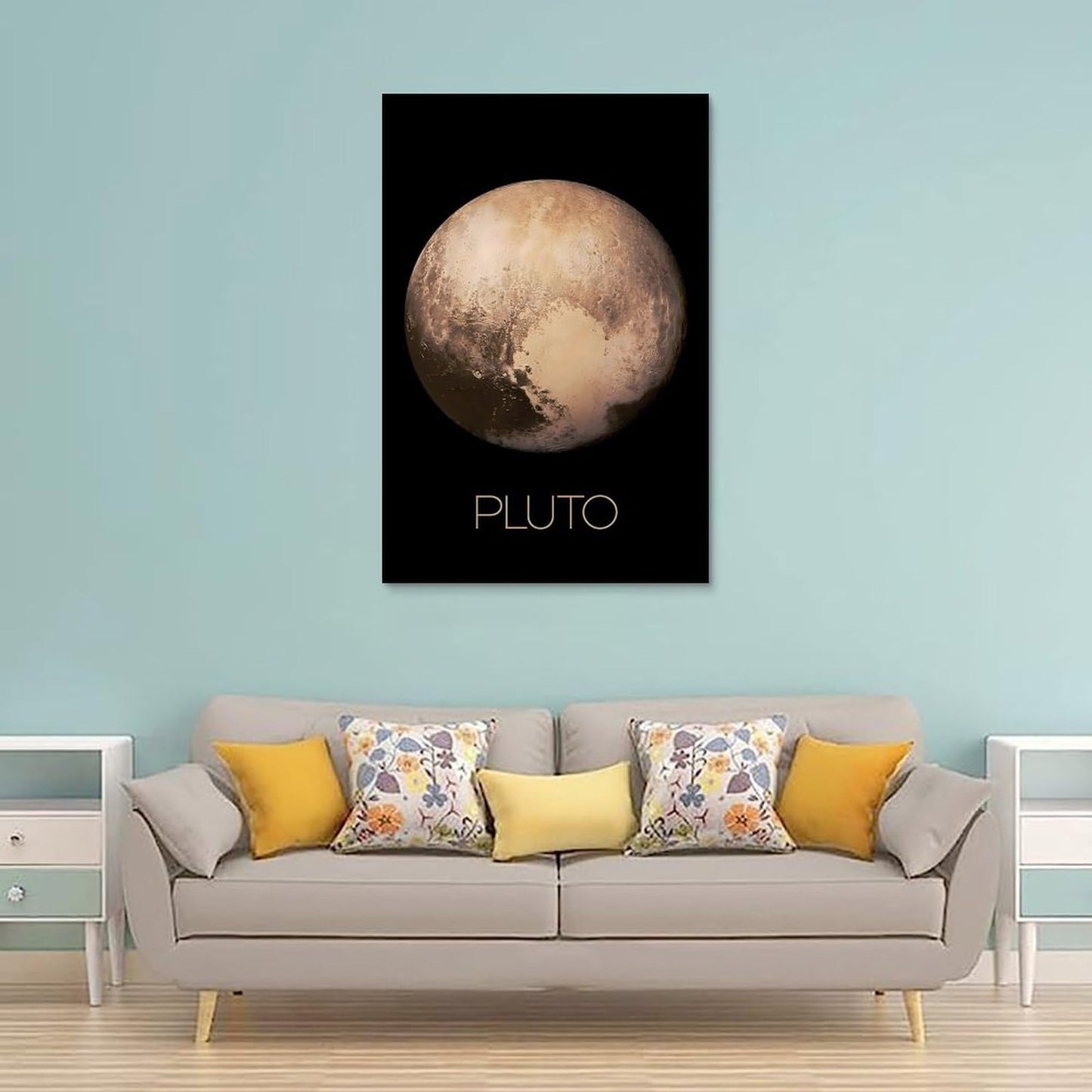 XIAOLOUTINYU Solar System Canvas Wall Art - Pluto Planet Space Poster for Kids Room Bedroom Classroom, STEM Educational Astronomy Decor, Science Gift for Boys Girls Teens, 12x18 Inch Unframed