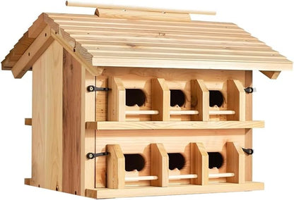 CEDAR ALPHA Purple Martin House Birdhouse for Outside, Starling Resistant Opening, with 12 Hole Rooms for Outdoor,Solid Western Red Cedar Wood Construction, Post Mountable, Bird House for Outside