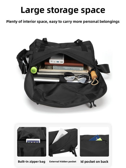 NBAGPEACKI Messenger bag Men's Lightweight Black Water-Repellent Crossbody Bag, Large Capacity EDC Sling with Multi-Pocket for Commute, Travel & Work (black)