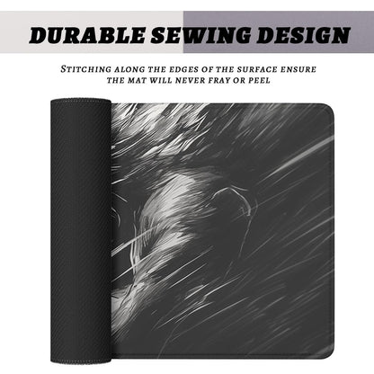 Werewolf Mouse Pad Wolf Howling Fantasy Black White Anime Extended Mousepad Waterproof Stitched Edges Rubber Base Non-Slip Deskmap Computer Keyboard Mat 31.5x11.8 in