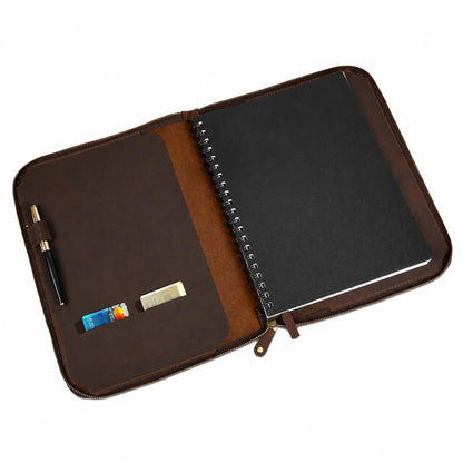CestAntiQ, Heavy Duty Full Grain Leather Journal Cover (8.5 x 11 in.), Refillable Cahier XXL, Refillable Spiral Notebook (8.5 x 11 in.), Handmade Zippered Leather Journal Cover