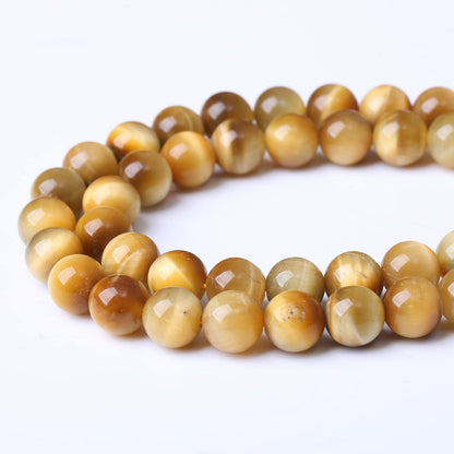32PCS 12MM AAA Honey Gold Tiger Eye Stone Beads Natural Gemstone Bead Crystal Healing Energy Jewelry Making DIY 15 inches