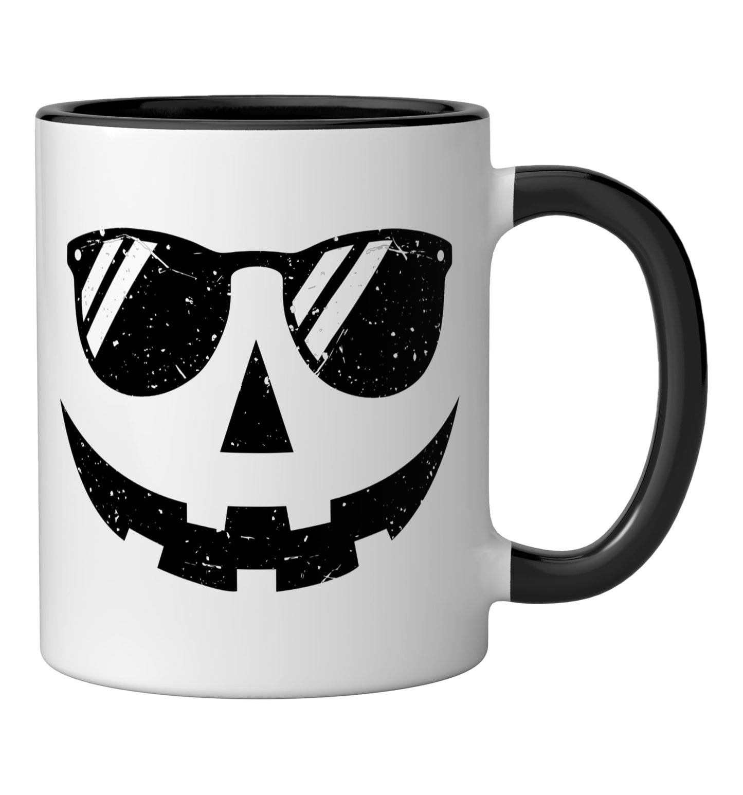 Summerween Vibes Spooky Summer Smiling Pumpkin Halloween Ceramic Mug, Black/White