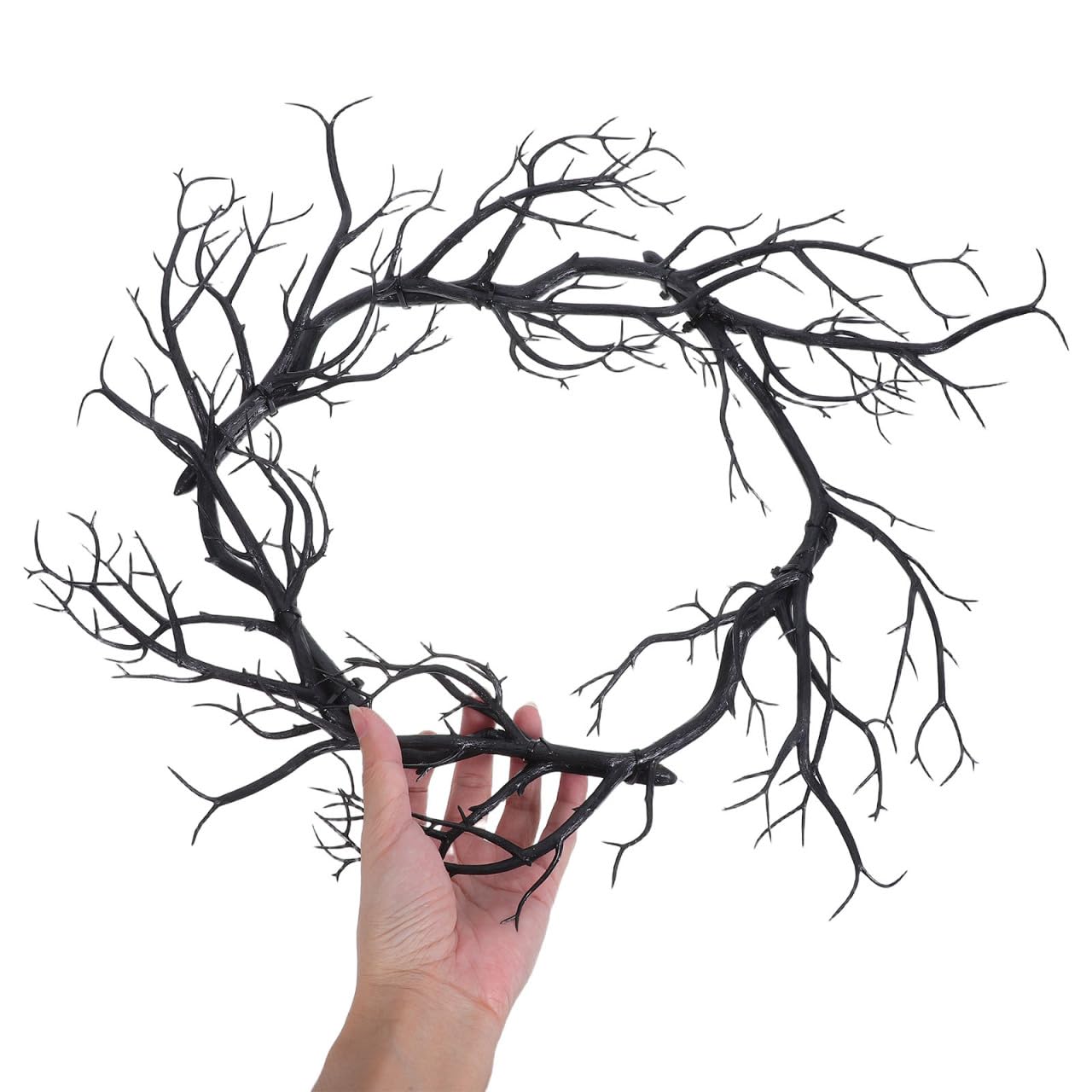 HOODANCOS Black Twig Halloween Wreath Medium Artificial Dead Branch Garland for Indoor Outdoor Party Home Wall Decor Seasonal Halloween Pendant