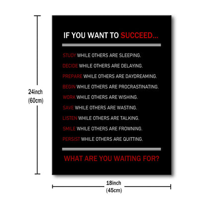 Inspirational Canvas Wall Art Motivational Posters If You Want To Succeed Print Artwork Positive Inspirational Quotes Painting Office Decor Living Room Framed [18''Wx 24''H]