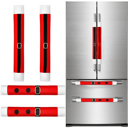 YIJXPOIN 4 Pieces Christmas Refrigerator Handle Covers Santa Belts Kitchen Decorations Refrigerator Door Handle Covers for Christmas Fridge Microwave Oven Dishwasher Handle Protector
